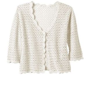 Norm Thompson White Crochet Cardigan Large